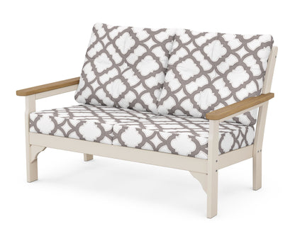 POLYWOOD® Vineyard Deep Seating Loveseat in Sand / Natural / Trellis Grey Mist