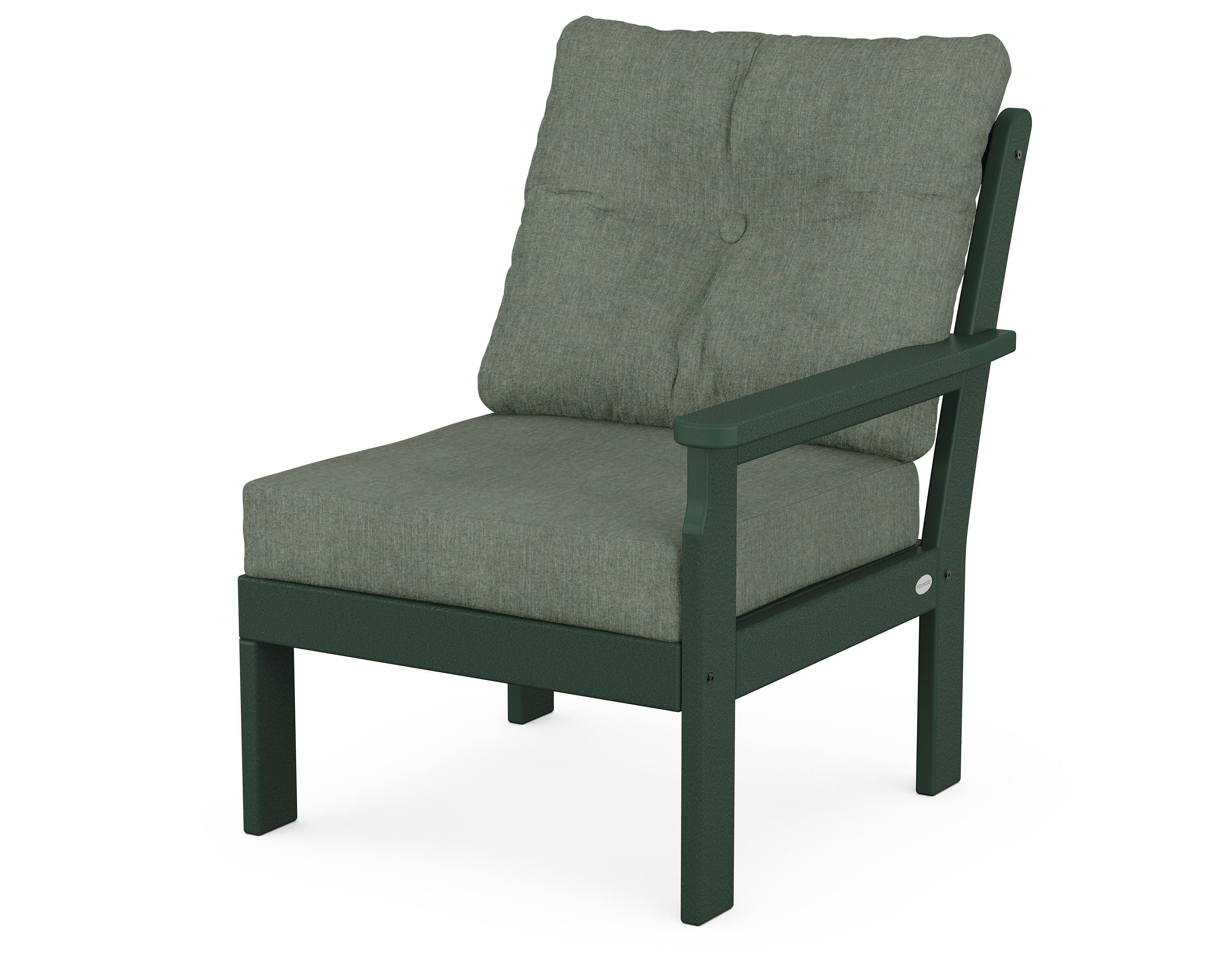 POLYWOOD® Vineyard Modular Right Arm Chair in Green / Cast Sage