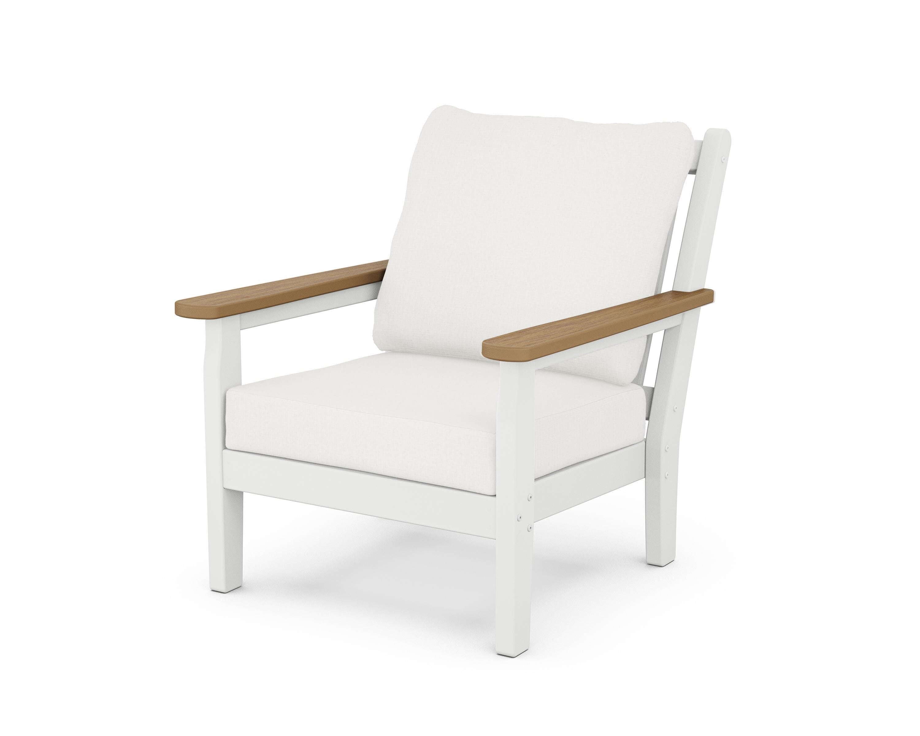 POLYWOOD® Chippendale Deep Seating Chair in White / Natural / Natural Linen