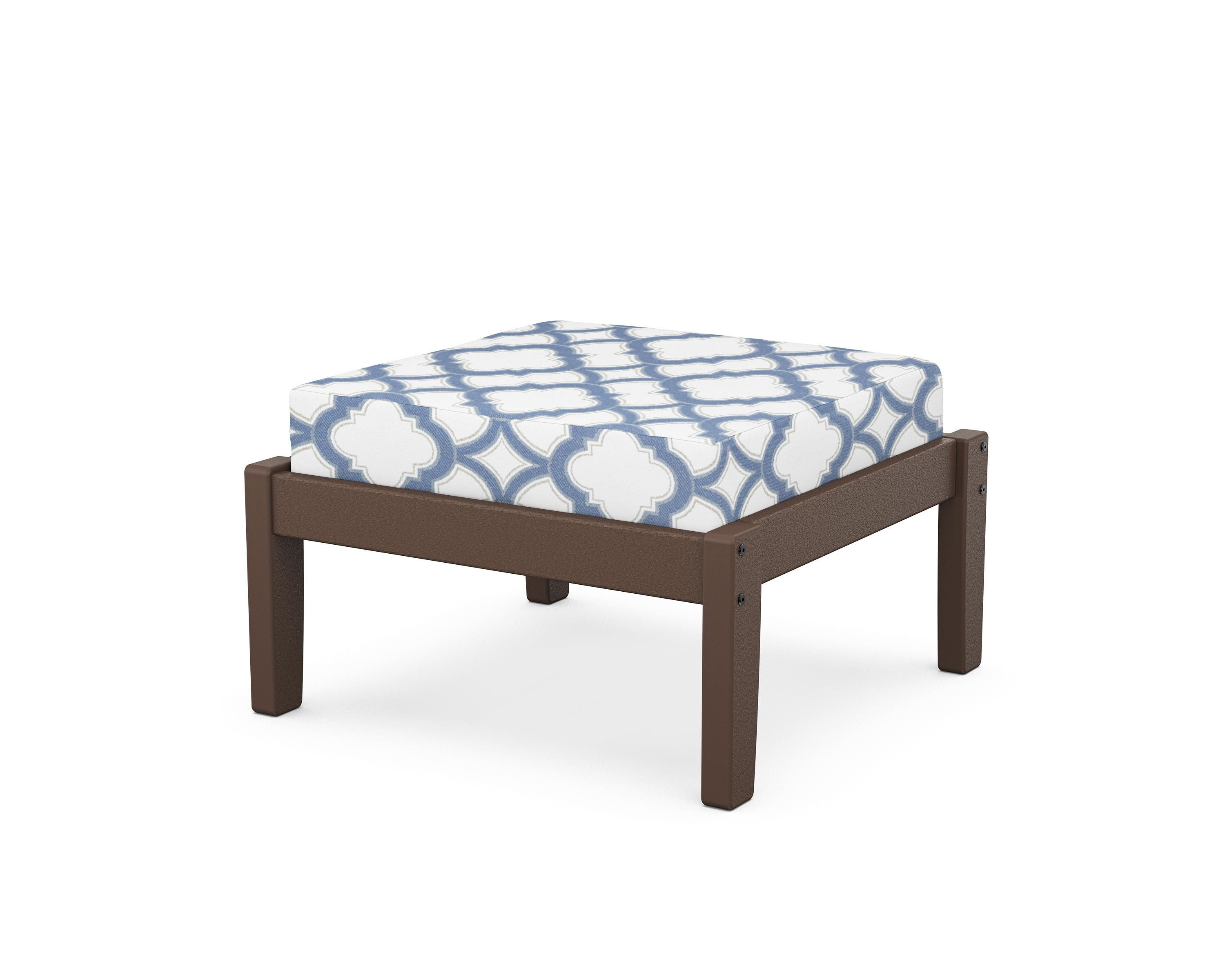 Unbranded Deep Seating Ottoman in Mahogany / Trellis Sky Blue