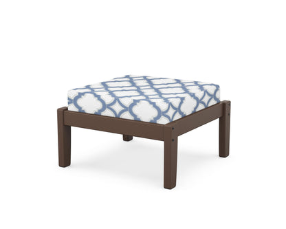 Unbranded Deep Seating Ottoman in Mahogany / Trellis Sky Blue