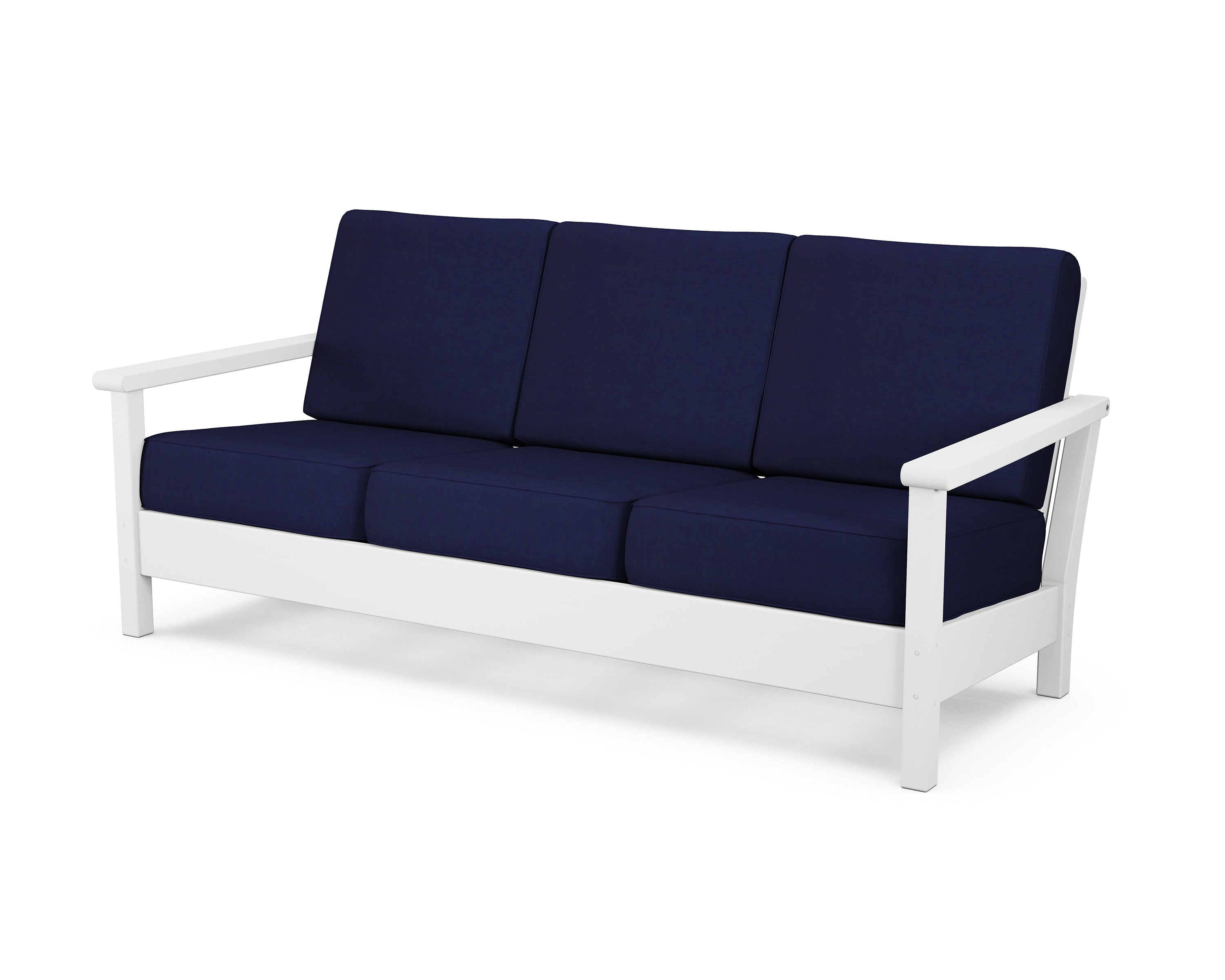 POLYWOOD® Harbour Deep Seating Sofa in White / Navy
