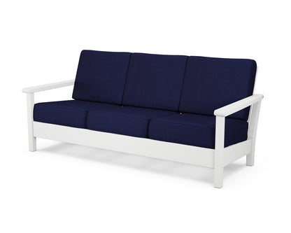 POLYWOOD® Harbour Deep Seating Sofa in White / Navy
