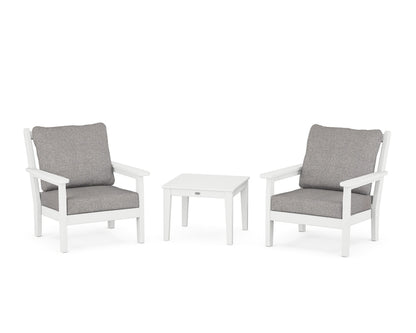 POLYWOOD® Chippendale 3-Piece Deep Seating Set in White / Grey Mist