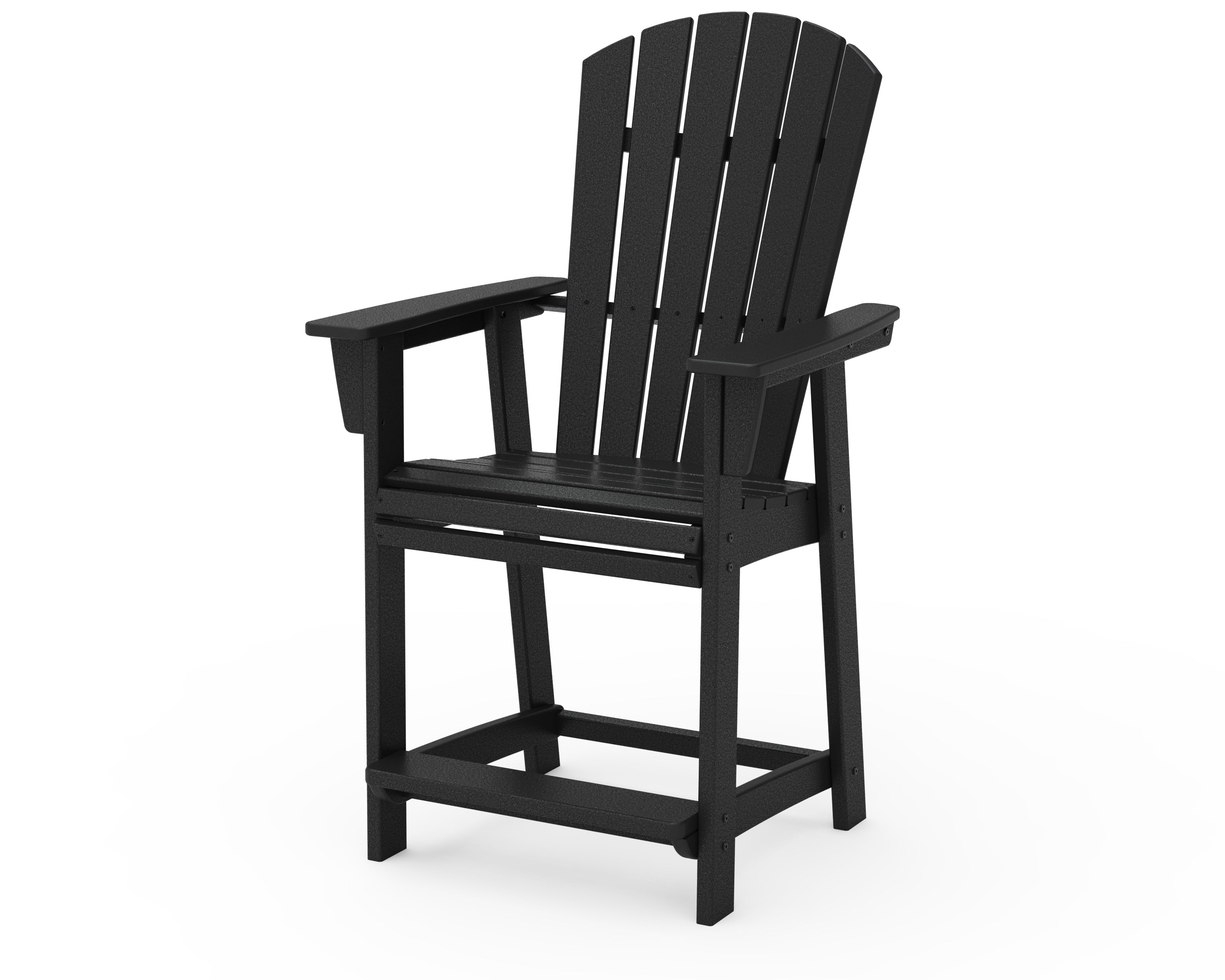 POLYWOOD® Nautical Curveback Adirondack Counter Chair in Black