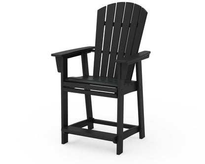 POLYWOOD® Nautical Curveback Adirondack Counter Chair in Black
