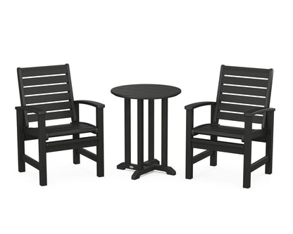 POLYWOOD® Signature 3-Piece Round Farmhouse Bistro Dining Set in Black