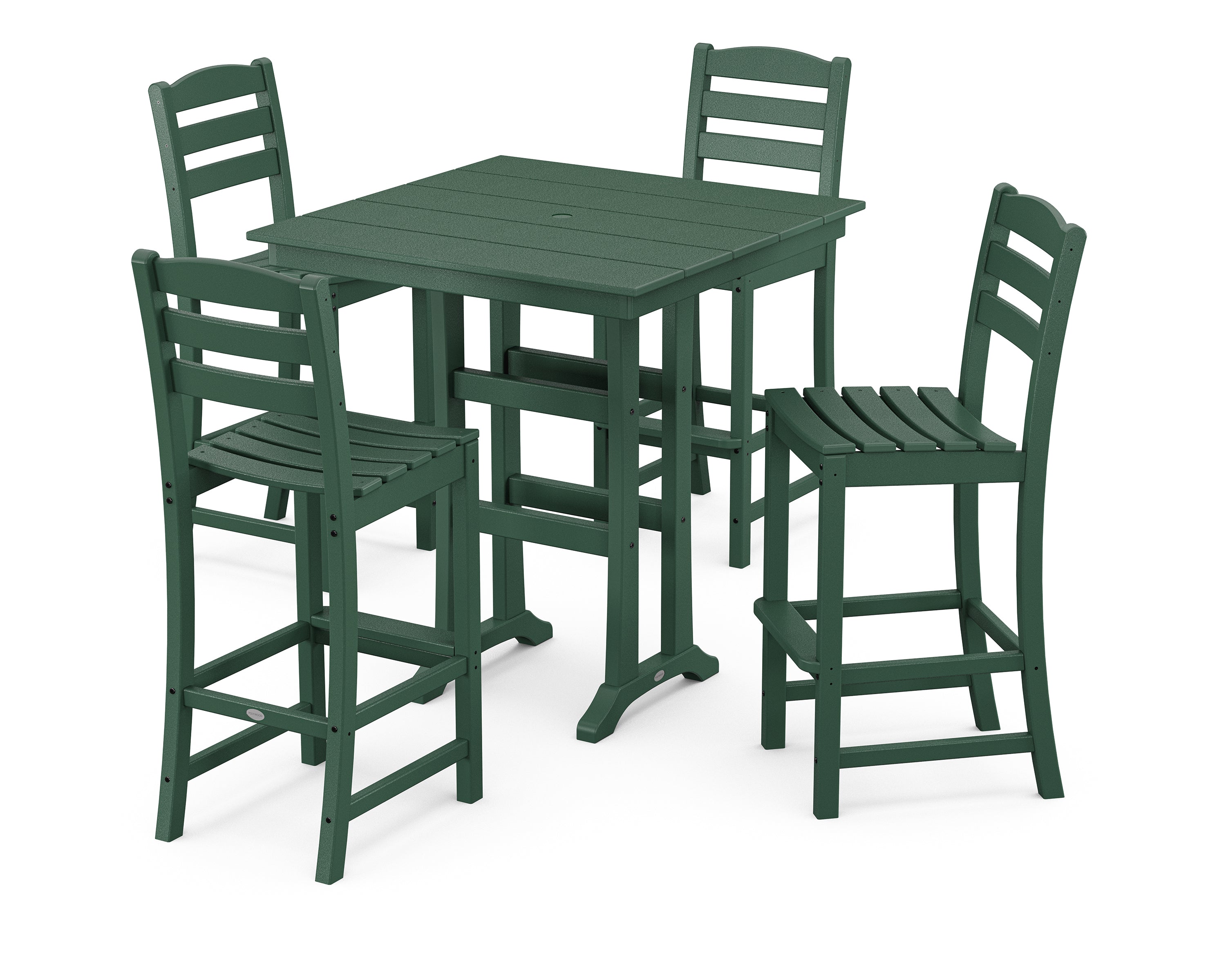 POLYWOOD® La Casa Café 5-Piece Farmhouse Trestle Bar Set in Green