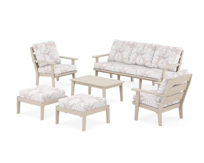 POLYWOOD® Lakeside 6-Piece Lounge Sofa Set in Sand / Leaf Dune Burlap