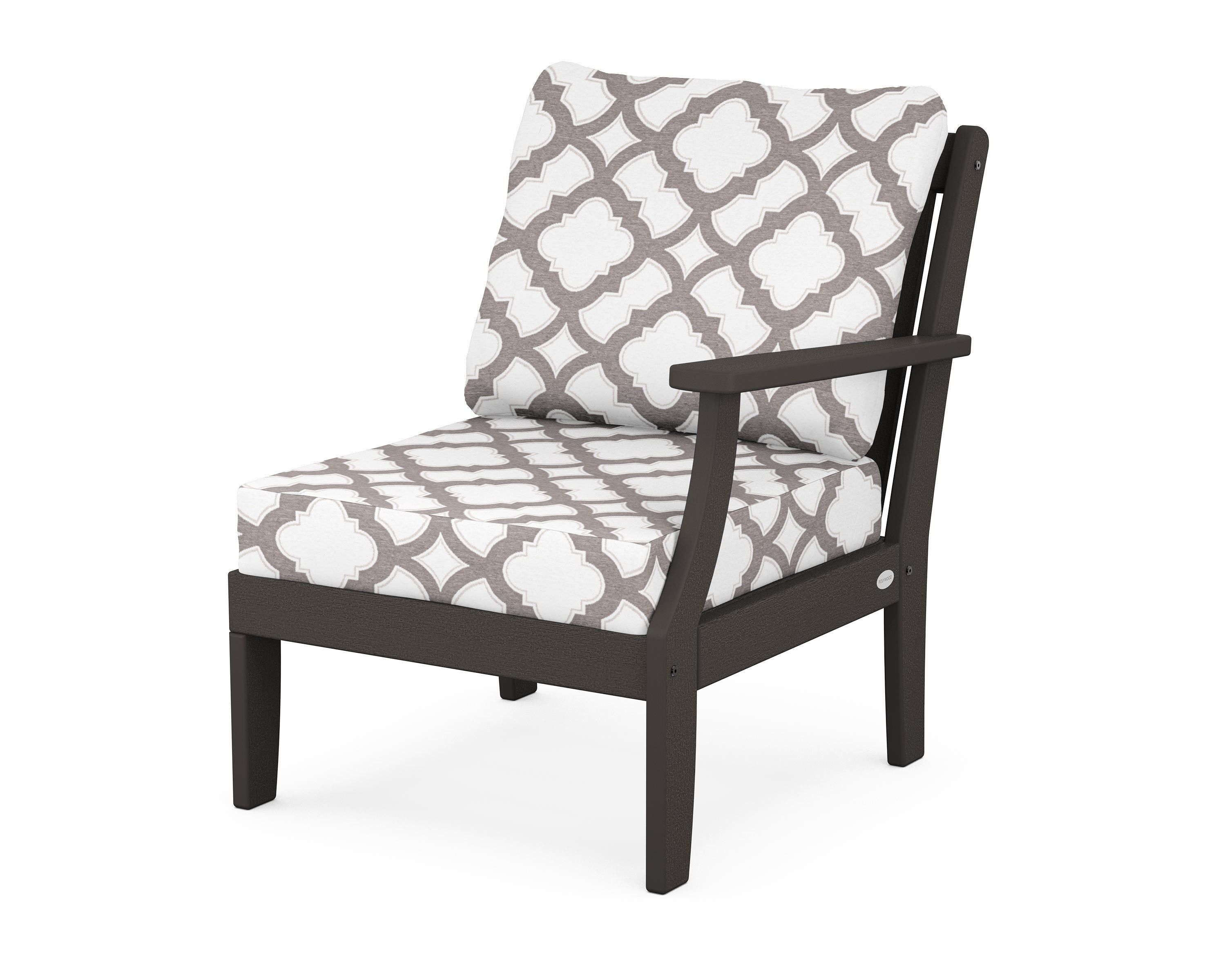 POLYWOOD® Braxton Modular Right Arm Chair in Vintage Coffee / Trellis Grey Mist