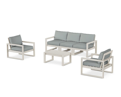 POLYWOOD® EDGE Sectional 4-Piece Deep Seating Set with Sofa in Sand / Spa