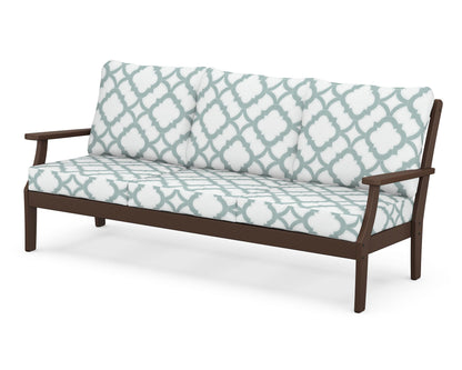 POLYWOOD® Braxton Deep Seating Sofa in Mahogany / Trellis Glacier Spa