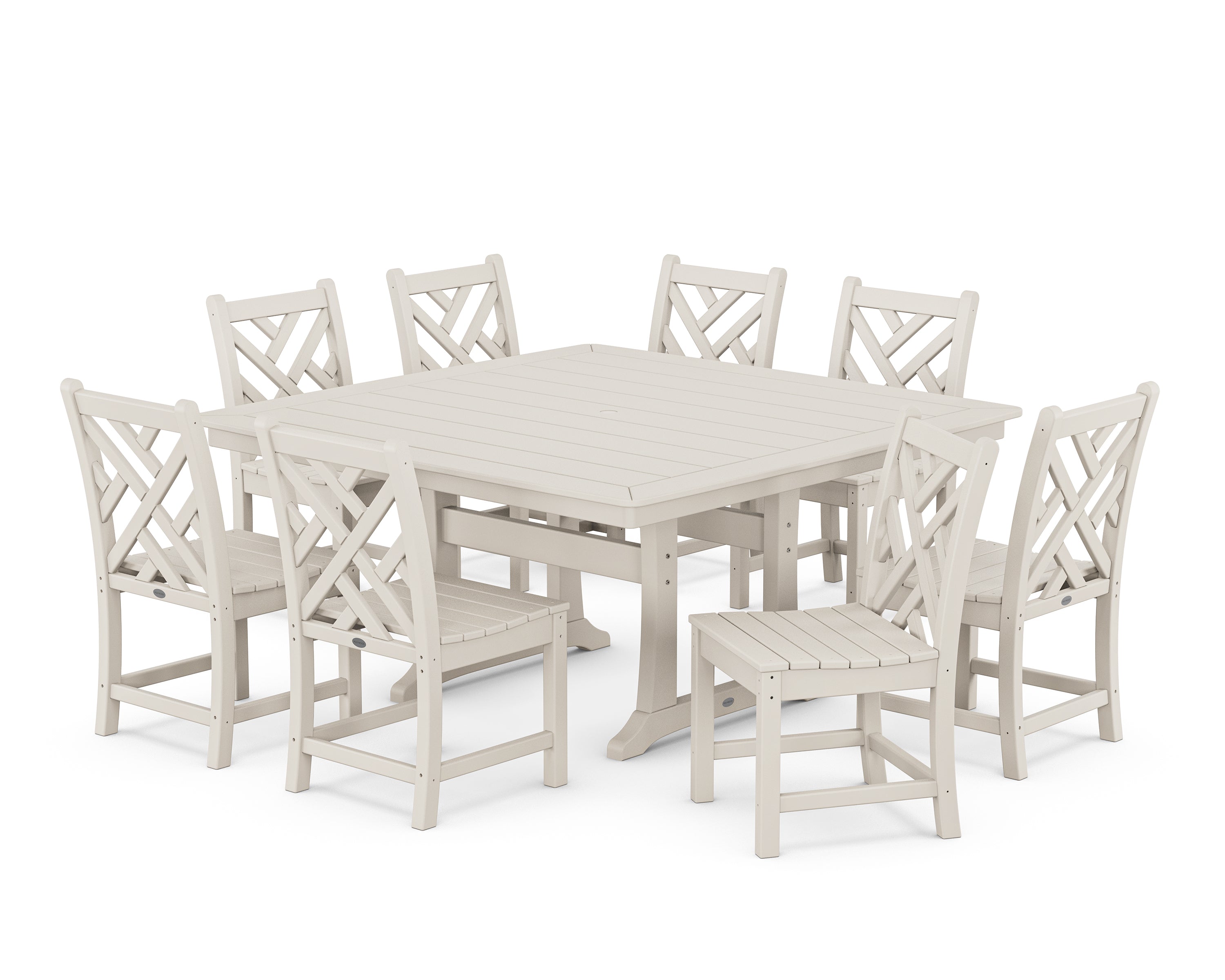 POLYWOOD® Chippendale 9-Piece Nautical Trestle Dining Set in Sand