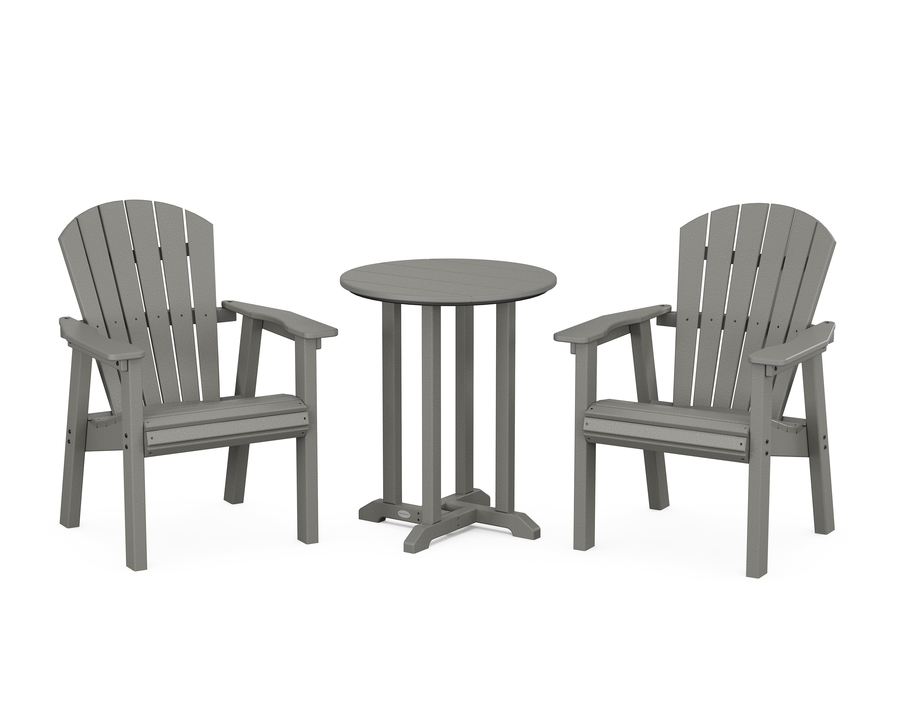 POLYWOOD® Seashell 3-Piece Round Farmhouse Bistro Dining Set in Slate Grey