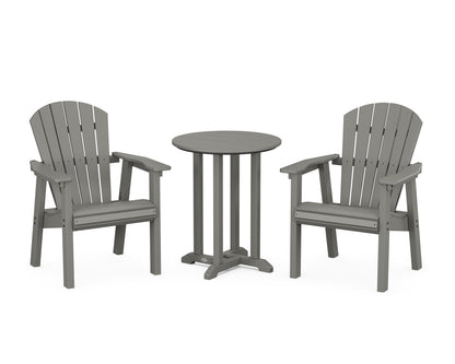 POLYWOOD® Seashell 3-Piece Round Farmhouse Bistro Dining Set in Slate Grey