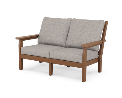 POLYWOOD® Chippendale Deep Seating Loveseat in Teak / Weathered Tweed
