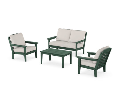 Country Living Cottage 4-Piece Deep Seating Set with Loveseat in Green / Cast Ash