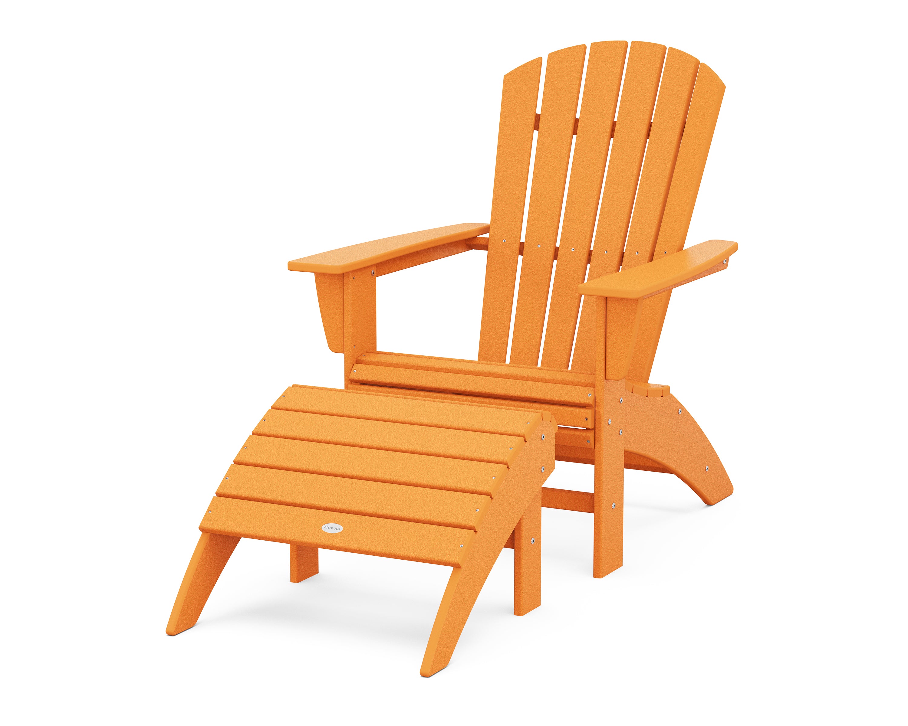 POLYWOOD® Nautical Curveback Adirondack Chair 2-Piece Set with Ottoman in Tangerine