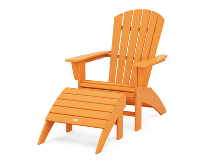 POLYWOOD® Nautical Curveback Adirondack Chair 2-Piece Set with Ottoman in Tangerine