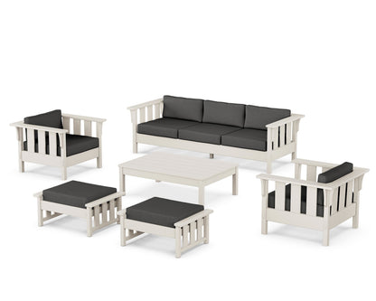 Martha Stewart by POLYWOOD® Acadia 6-Piece Lounge Sofa Set in Sand / Spectrum Carbon