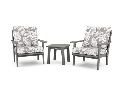 POLYWOOD® Lakeside 3-Piece Deep Seating Chair Set in Slate Grey / Leaf Grey Mist