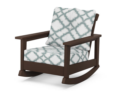 POLYWOOD® Prescott Deep Seating Rocking Chair in Mahogany / Trellis Glacier Spa
