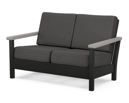 POLYWOOD® Harbour Deep Seating Loveseat in Black / Driftwood / Spectrum Carbon
