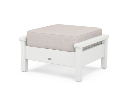 POLYWOOD® Harbour Deep Seating Ottoman in White / Dune Burlap