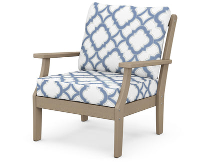 POLYWOOD® Braxton Deep Seating Chair in Vintage Sahara / Trellis Sky Blue