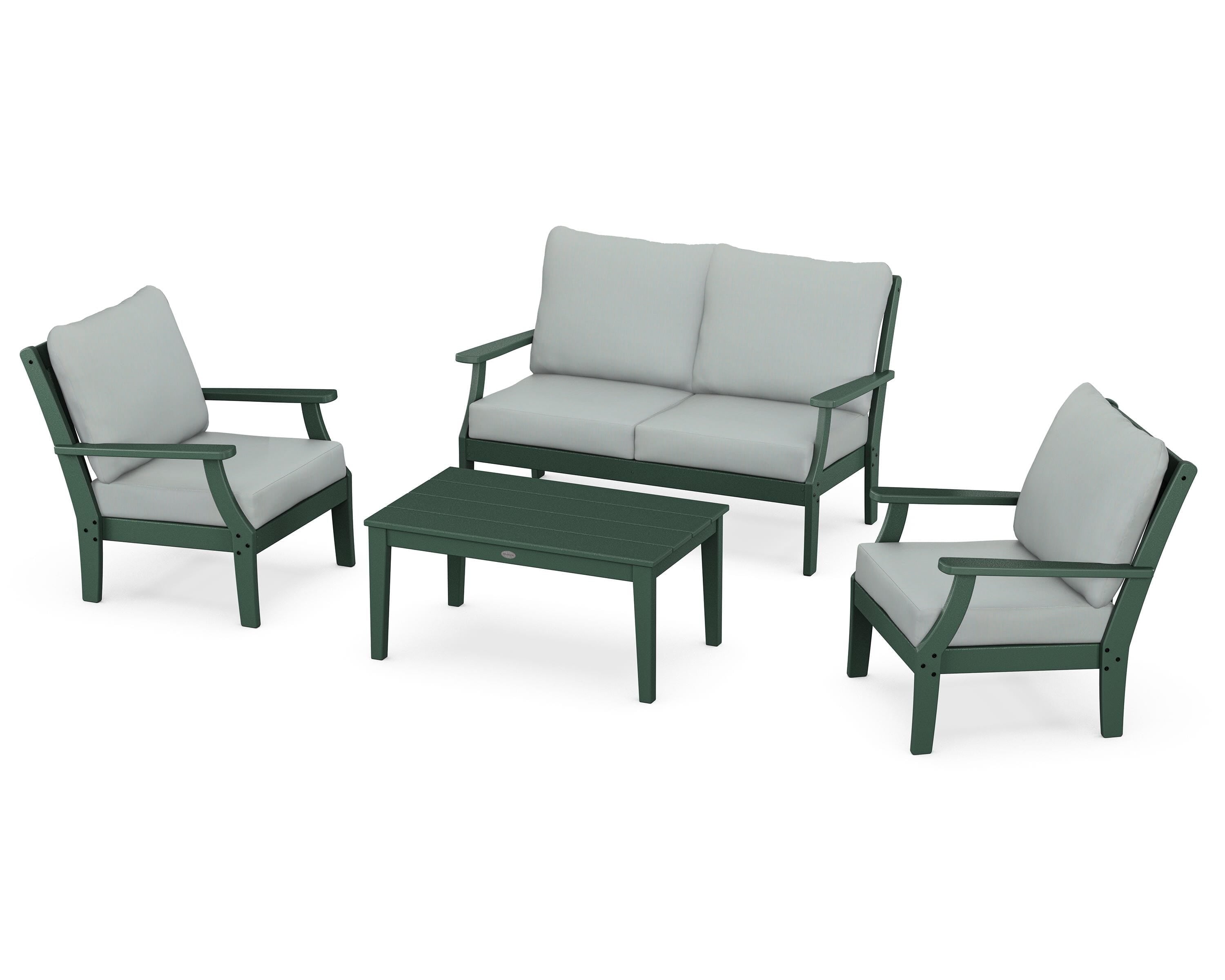 POLYWOOD® Braxton 4-Piece Deep Seating Chair Set in Green / Spa