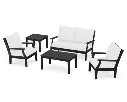 POLYWOOD® Braxton 5-Piece Deep Seating Set in Black / Natural