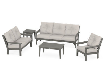 POLYWOOD® Vineyard 5 Piece Deep Seating Set in Slate Grey / Cast Ash