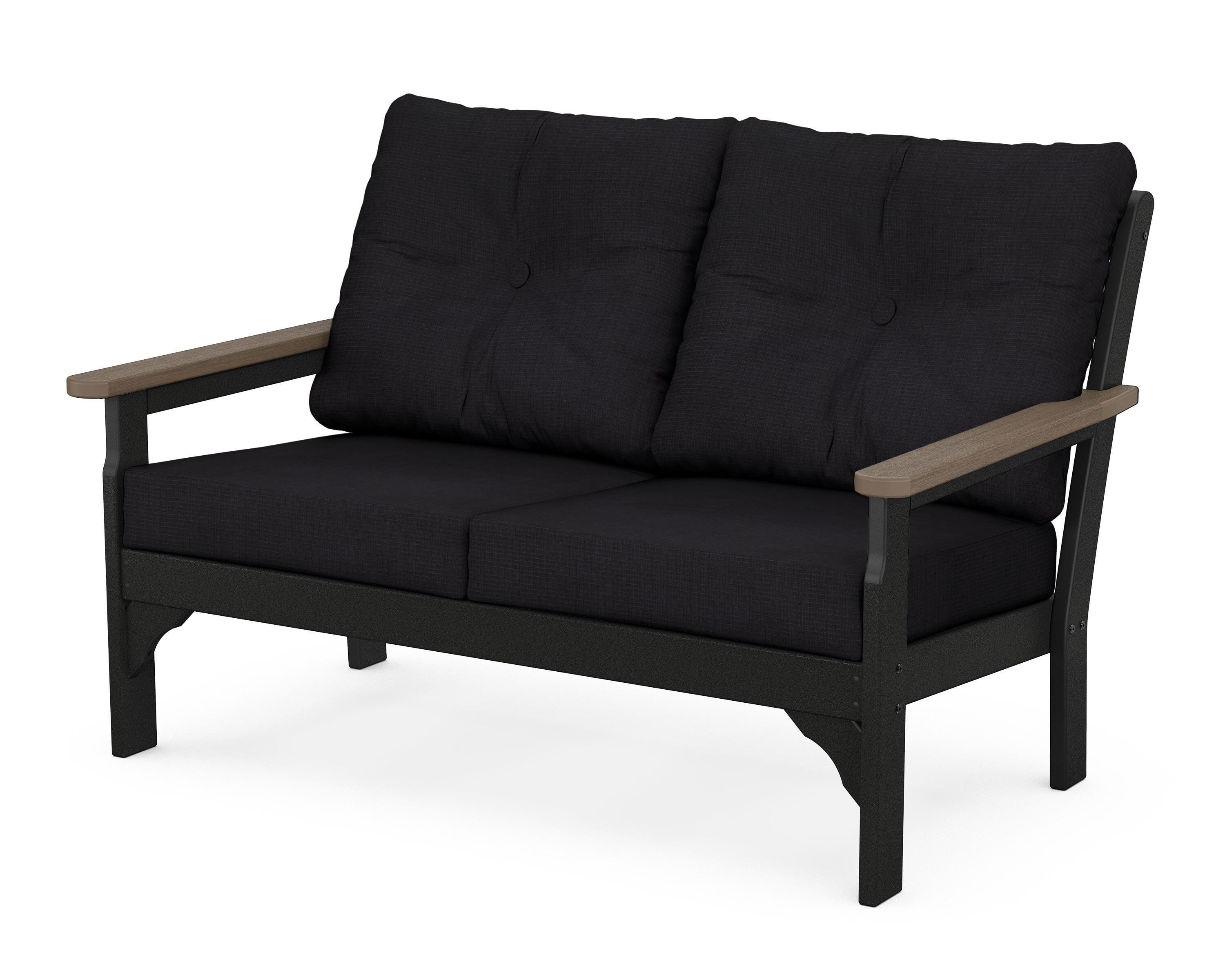POLYWOOD® Vineyard Deep Seating Loveseat in Black / Kona / Midnight Linen