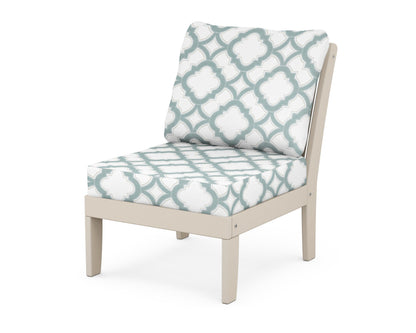 POLYWOOD® Braxton Modular Armless Chair in Sand / Trellis Glacier Spa