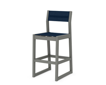 POLYWOOD® EDGE Sling Bar Side Chair in Slate Grey / Navy Blue Sling