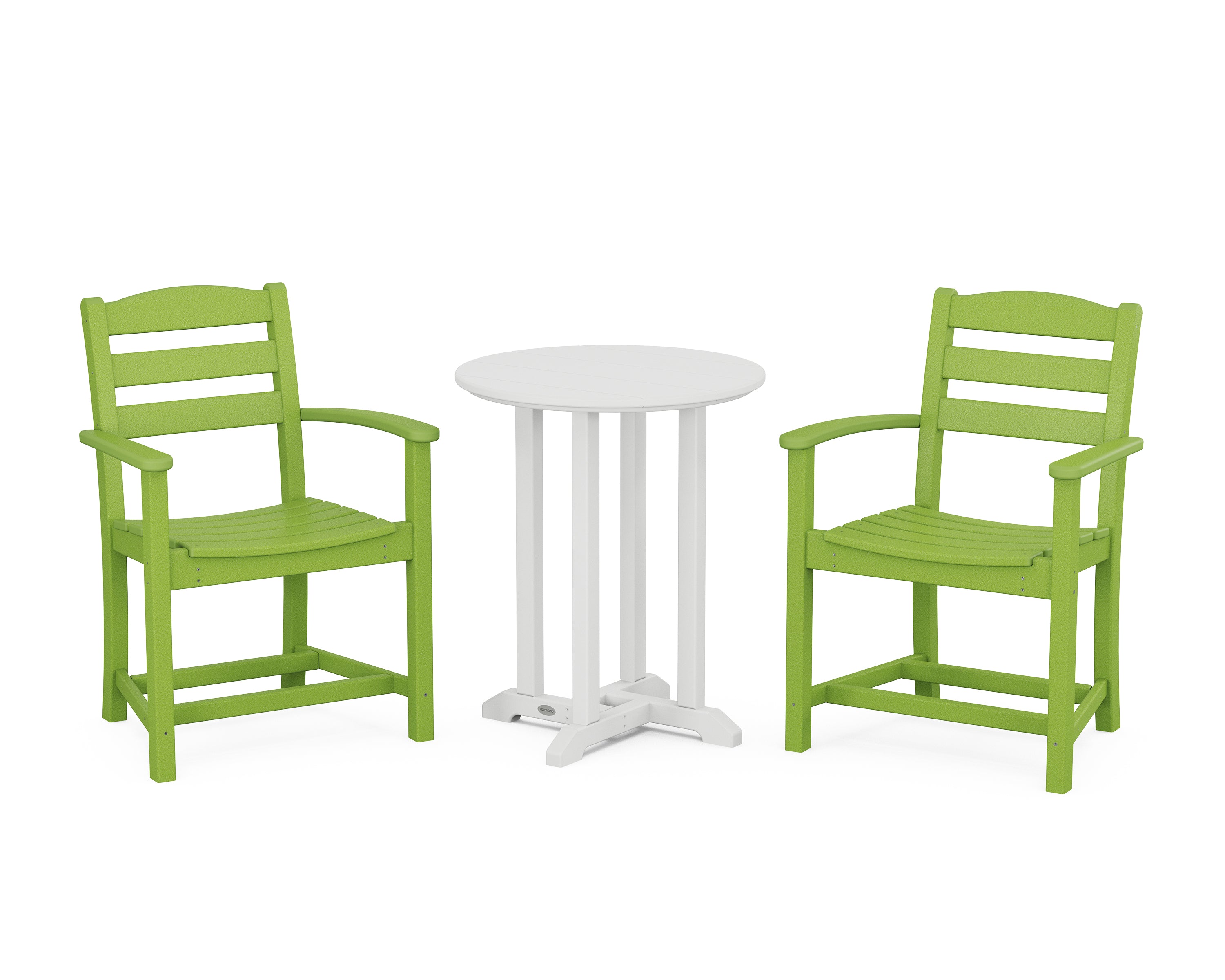 POLYWOOD® La Casa Café 3-Piece Round Bistro Dining Set in Lime / White