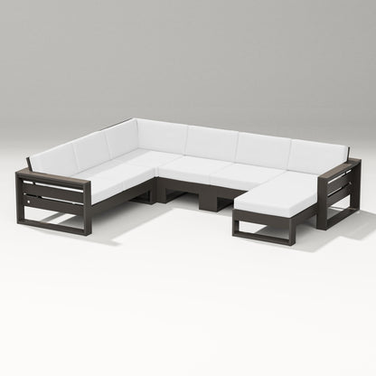 PW Designer Series Latitude Corner Sectional with Right Chaise in Vintage Coffee / Natural