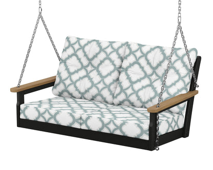 POLYWOOD® Vineyard Deep Seating Swing in Black / Natural / Trellis Glacier Spa