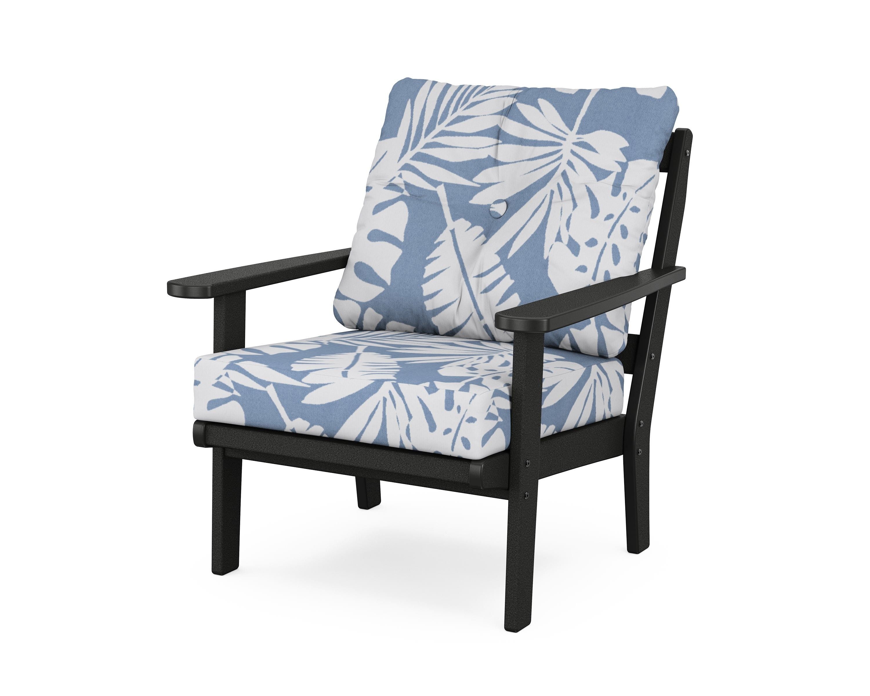 POLYWOOD® Mission Deep Seating Chair in Black / Leaf Sky Blue