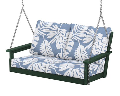 POLYWOOD® Vineyard Deep Seating Swing in Green / Leaf Sky Blue