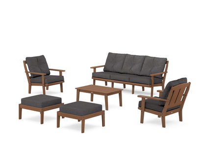 POLYWOOD® Mission 6-Piece Lounge Sofa Set in Teak / Ash Charcoal