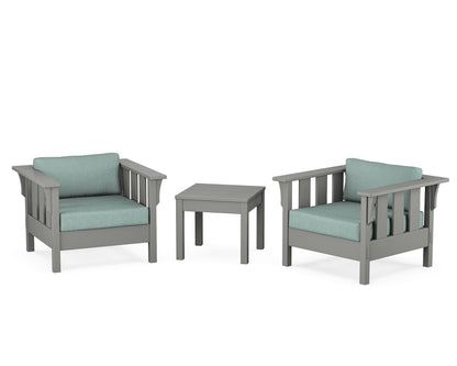Martha Stewart by POLYWOOD® Acadia 3-Piece Deep Seating Set in Slate Grey / Glacier Spa