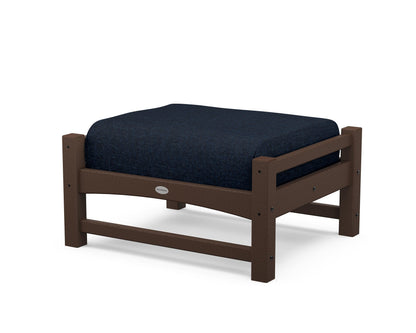 POLYWOOD® Club Ottoman in Mahogany / Marine Indigo