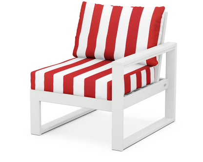 POLYWOOD® EDGE Modular Right Arm Chair in White / Cabana Stripe Crimson
