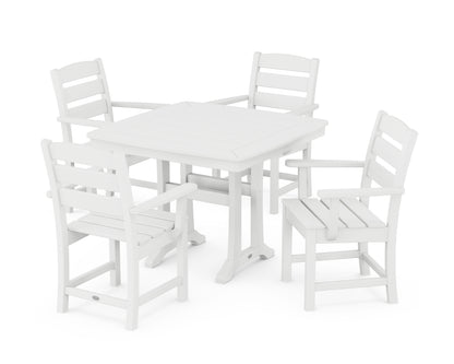POLYWOOD® Lakeside 5-Piece Dining Set with Trestle Legs in White
