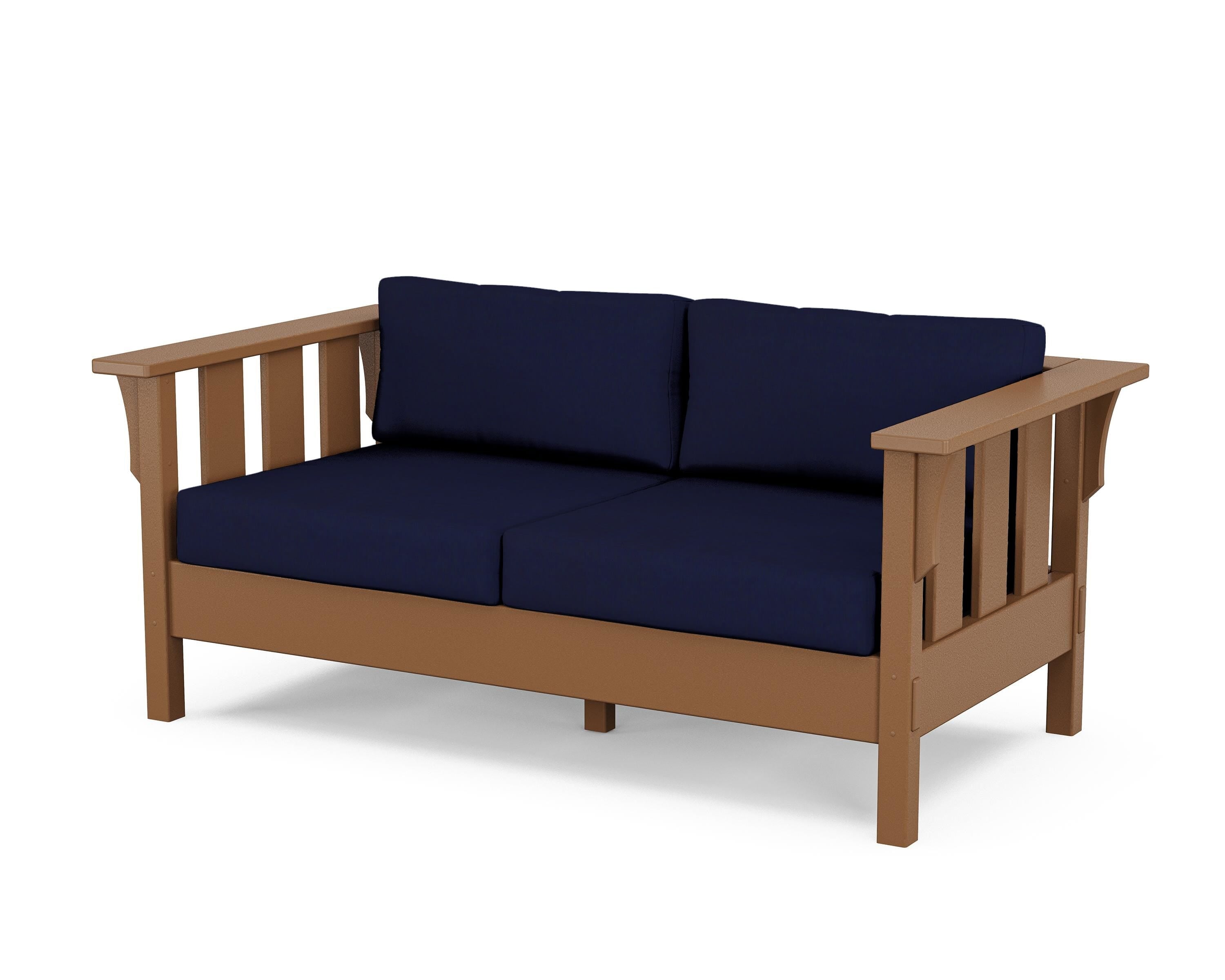Martha Stewart by POLYWOOD® Acadia Deep Seating Loveseat in Teak / Navy