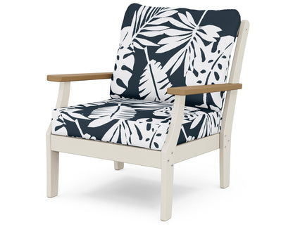 POLYWOOD® Braxton Deep Seating Chair in Sand / Natural / Leaf Marine Indigo