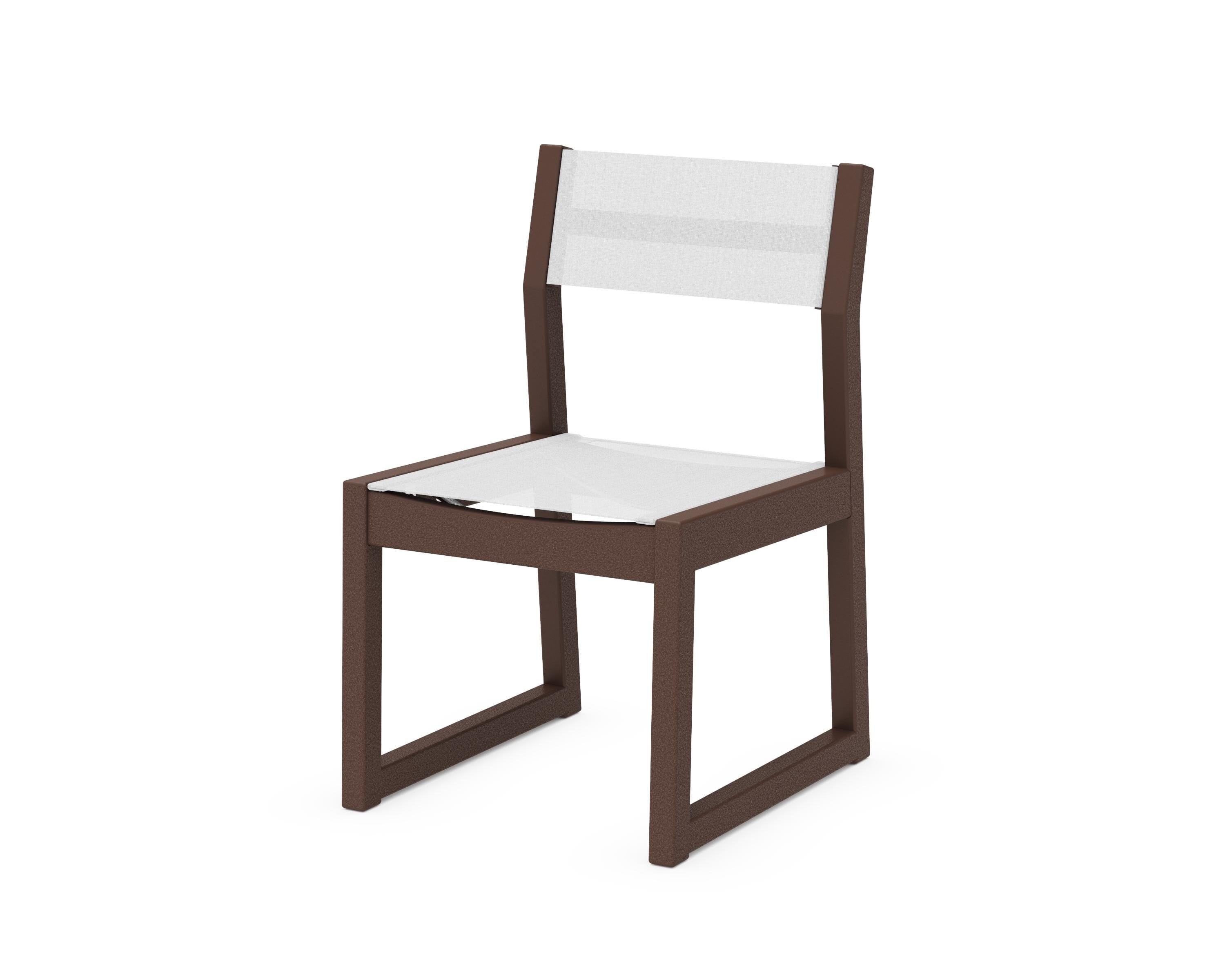 POLYWOOD® EDGE Sling Dining Side Chair in Mahogany / White Sling