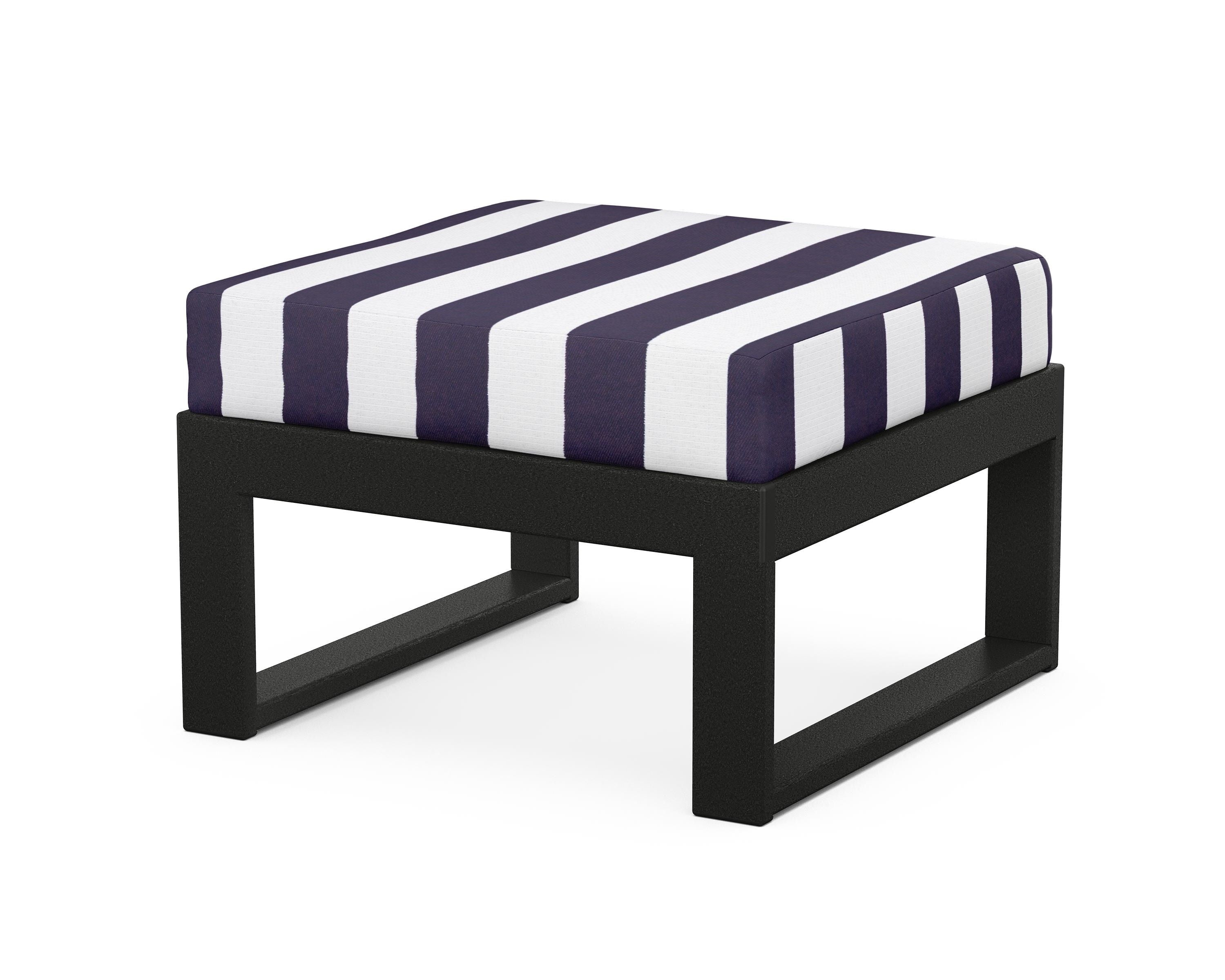 Unbranded Modular Ottoman - Modern in Black / Cabana Stripe Navy