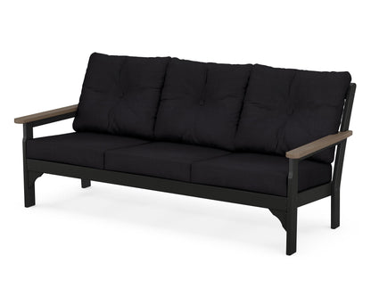 POLYWOOD® Vineyard Deep Seating Sofa in Black / Kona / Midnight Linen